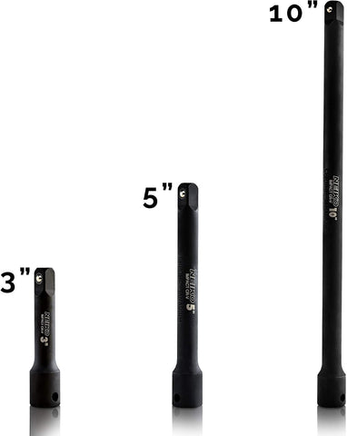 NEIKO 00234A 3/8-Inch-Drive Impact Extension-Bar Set, Made with CrV Steel, 3-Inch, 5-Inch, and 10-Inch Sizes, 3-Piece Set