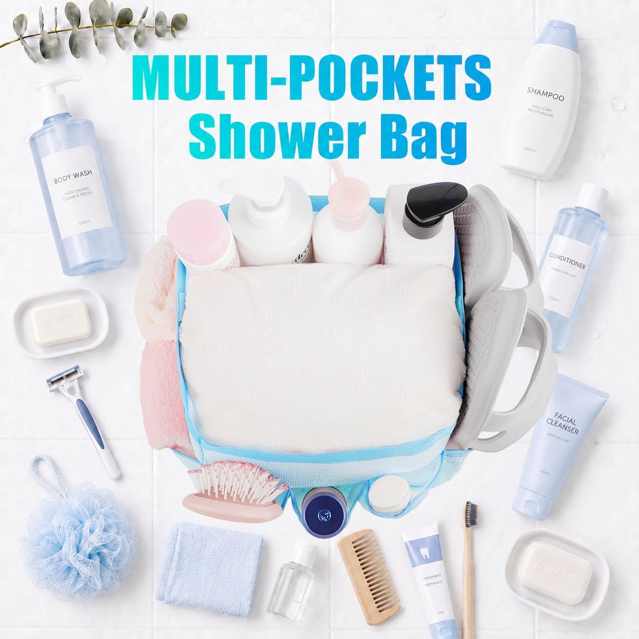 Mesh Shower Caddy Portable - 9 Pockets for College Dorm Room Essential