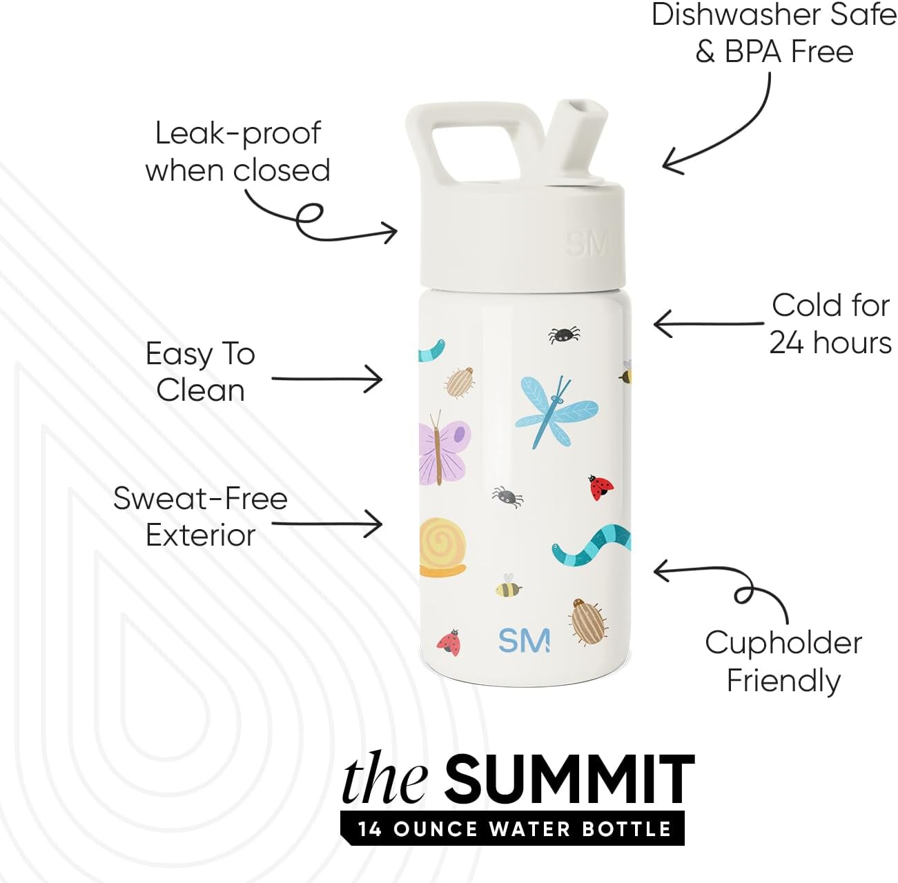 Simple Modern Kids Water Bottle & Toddler Cup | 14oz | Cute Critters
