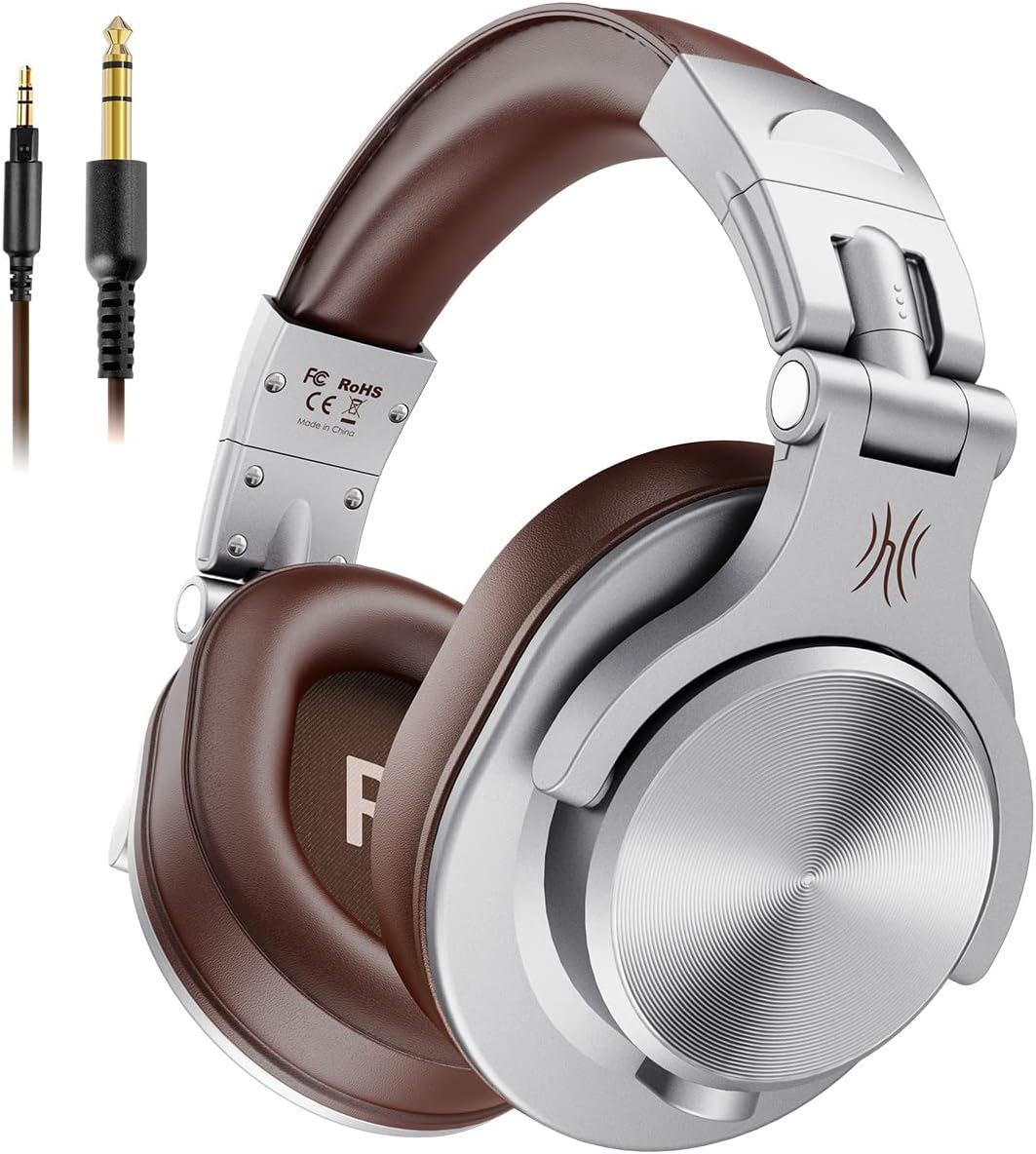 OneOdio A71 Hi-Res Wired Over-Ear Studio Headphones for DJ, Mixing - Silver