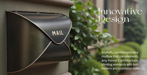NACH Black Mailbox Wall Mount, 12.5 x 5 x 10 inch Wall Mount Mailboxes for Outside, Waterproof Mailboxes for Outside - Envelope Mailbox