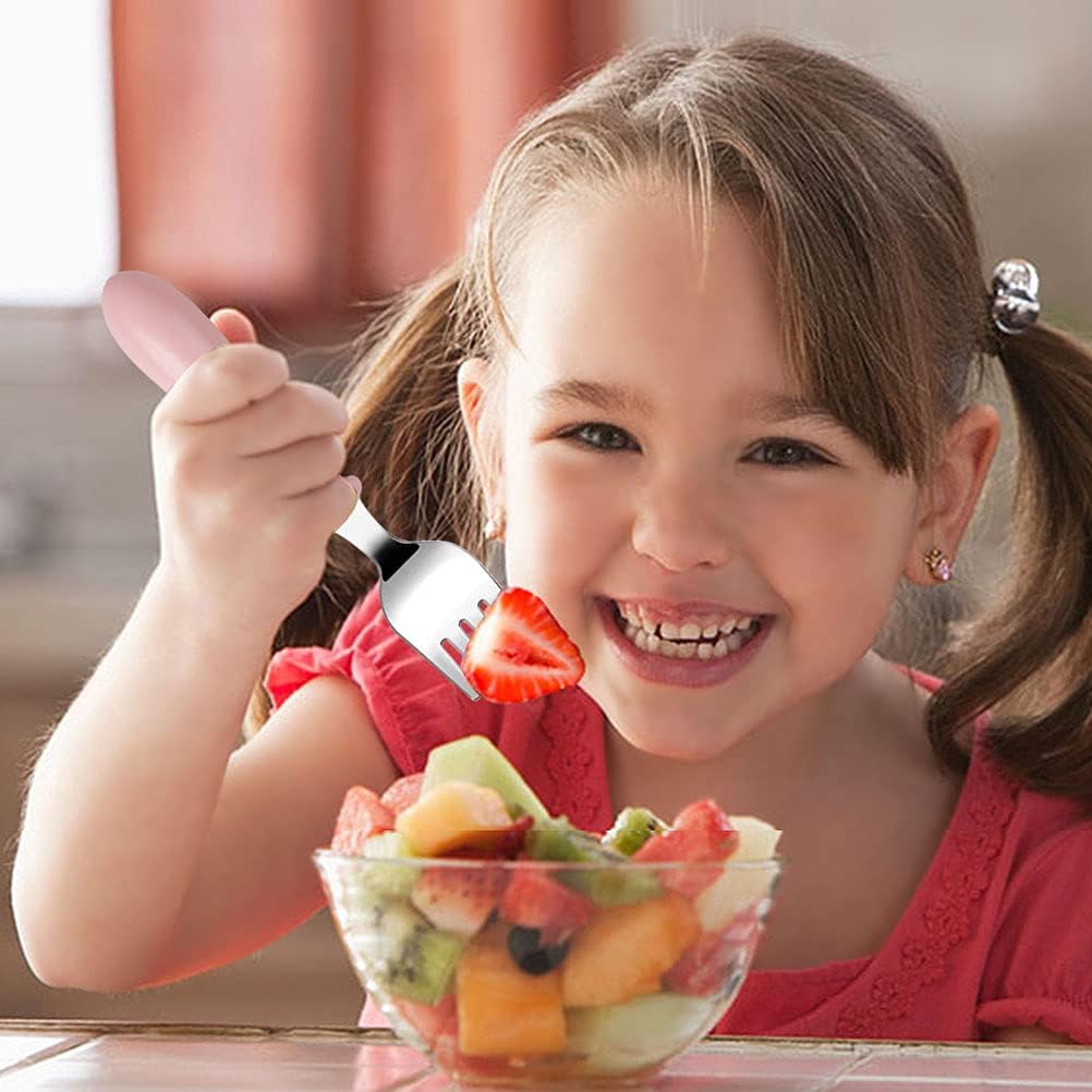 6-Pack Toddler Forks, 304 Stainless Steel, Round Handle, Dishwasher Safe