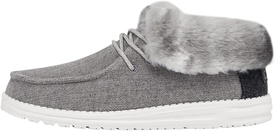 HEYDUDE Women's Britt Lace Up Ankle Boot | Faux Fur Collar