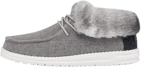HEYDUDE Women's Britt Lace Up Ankle Boot | Faux Fur Collar