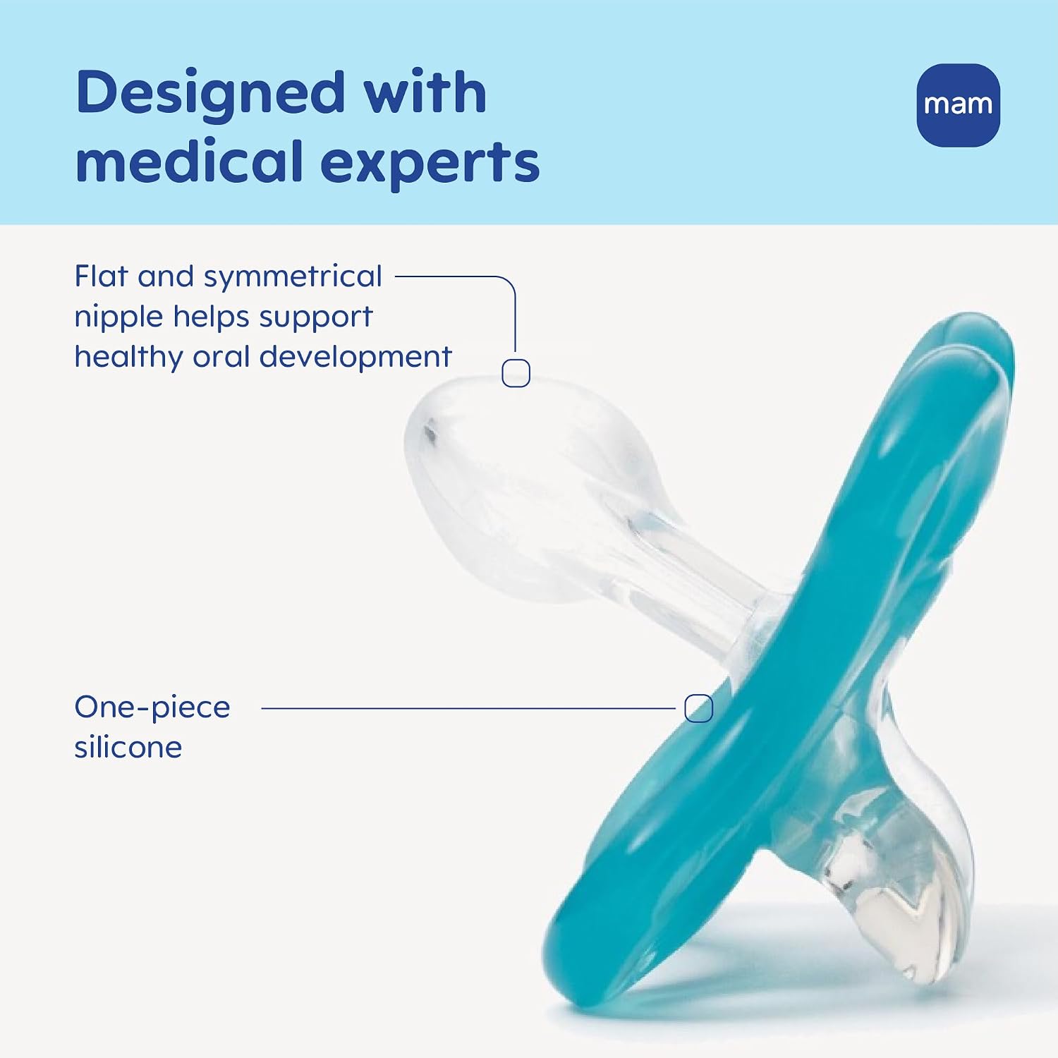 MAM Comfort Baby Pacifier 0-3 Mths Lightweight One-Piece Silicone 4 Pack