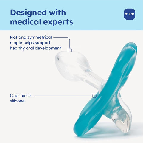 MAM Comfort Baby Pacifier 0-3 Mths Lightweight One-Piece Silicone 4 Pack