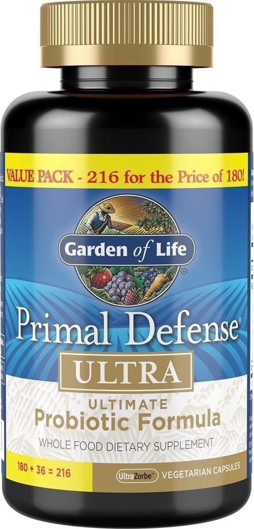 Garden of Life Primal Defense Ultra, 15 Billion CFU Plus HSOs, 216 Capsules