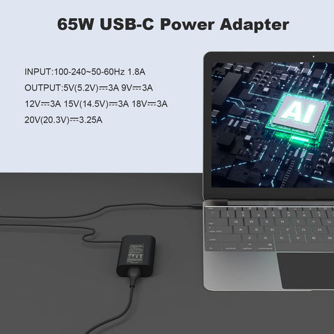 65w 45w USB-C Type C Laptop Charger Replacement for Dell Latitude 7275 7370 5420 5285 5290 5520 XPS 13 9250 9360 9365 9370 9380 9350 9550 Chromebook 3100 3400 5190 la65nm170 02YK0F Adapter Power Cord