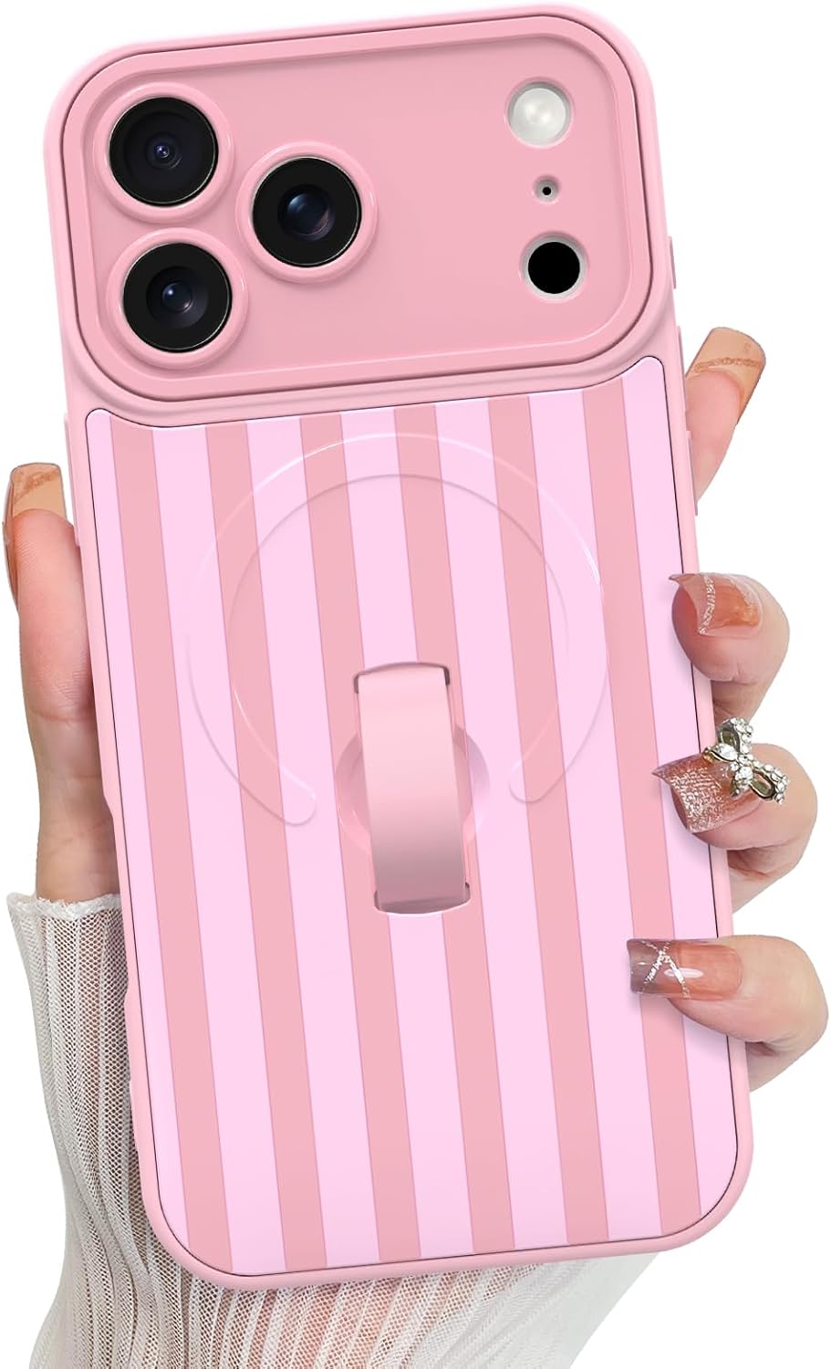 KANGHAR Compatible with iPhone 17 Pro Case Stripes -Pink