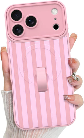 KANGHAR Compatible with iPhone 17 Pro Case Stripes -Pink