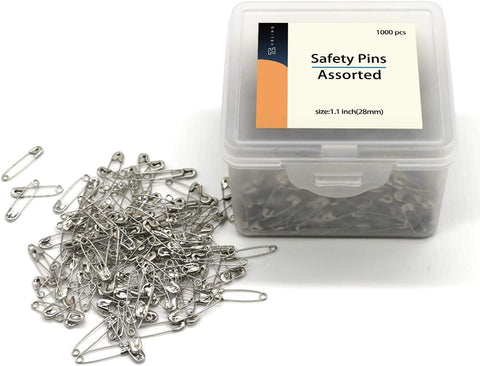 Safety Pins, 1000 Pieces - 1.1 Inch Safety Pins Clothing Clips Tool 28mm Decorative Assorted, Metal Sewing Accessories Kit