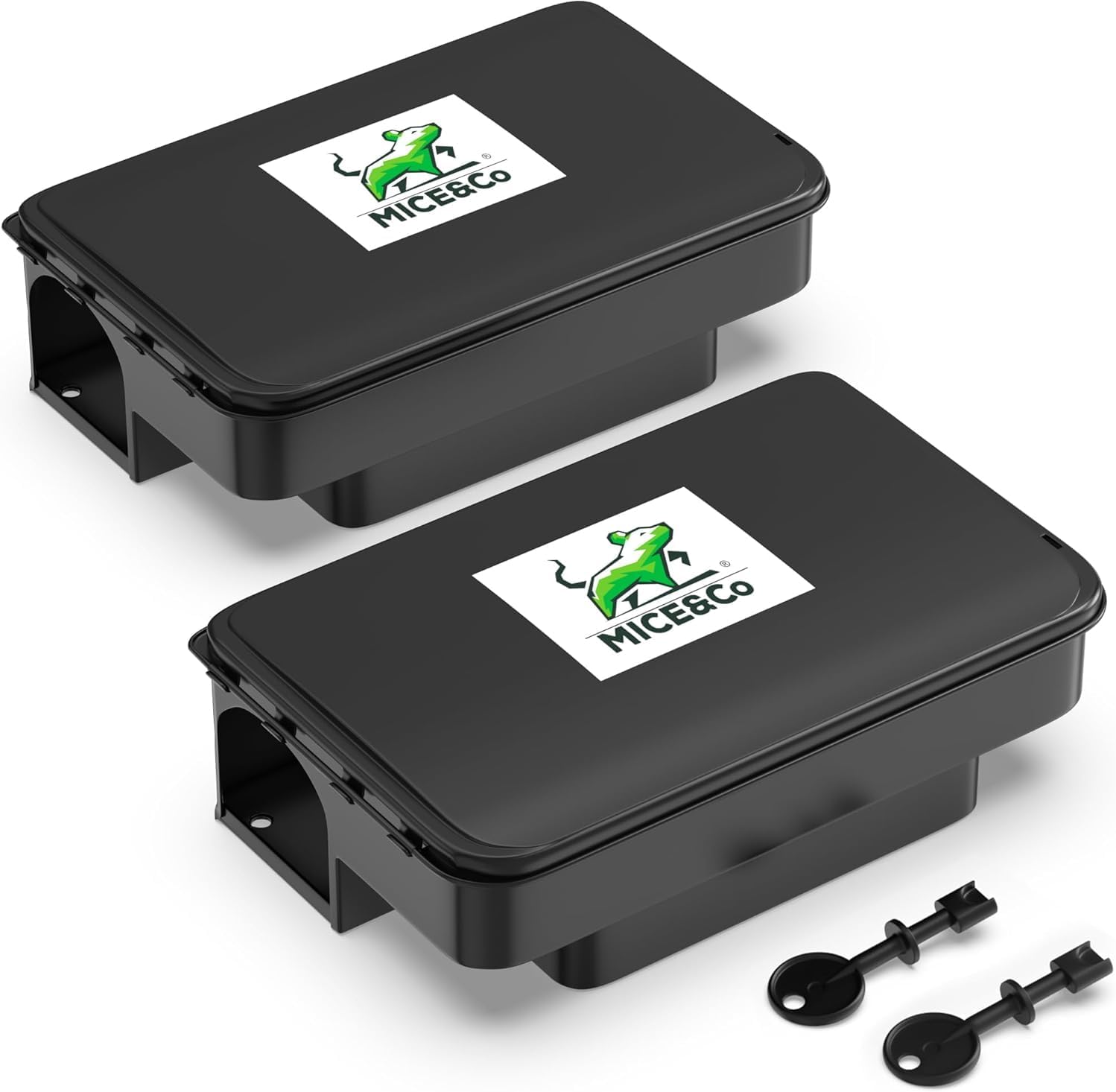 Rat Bait Stations 2 Pack, Lockable Rodent Traps, Indoor & Outdoor