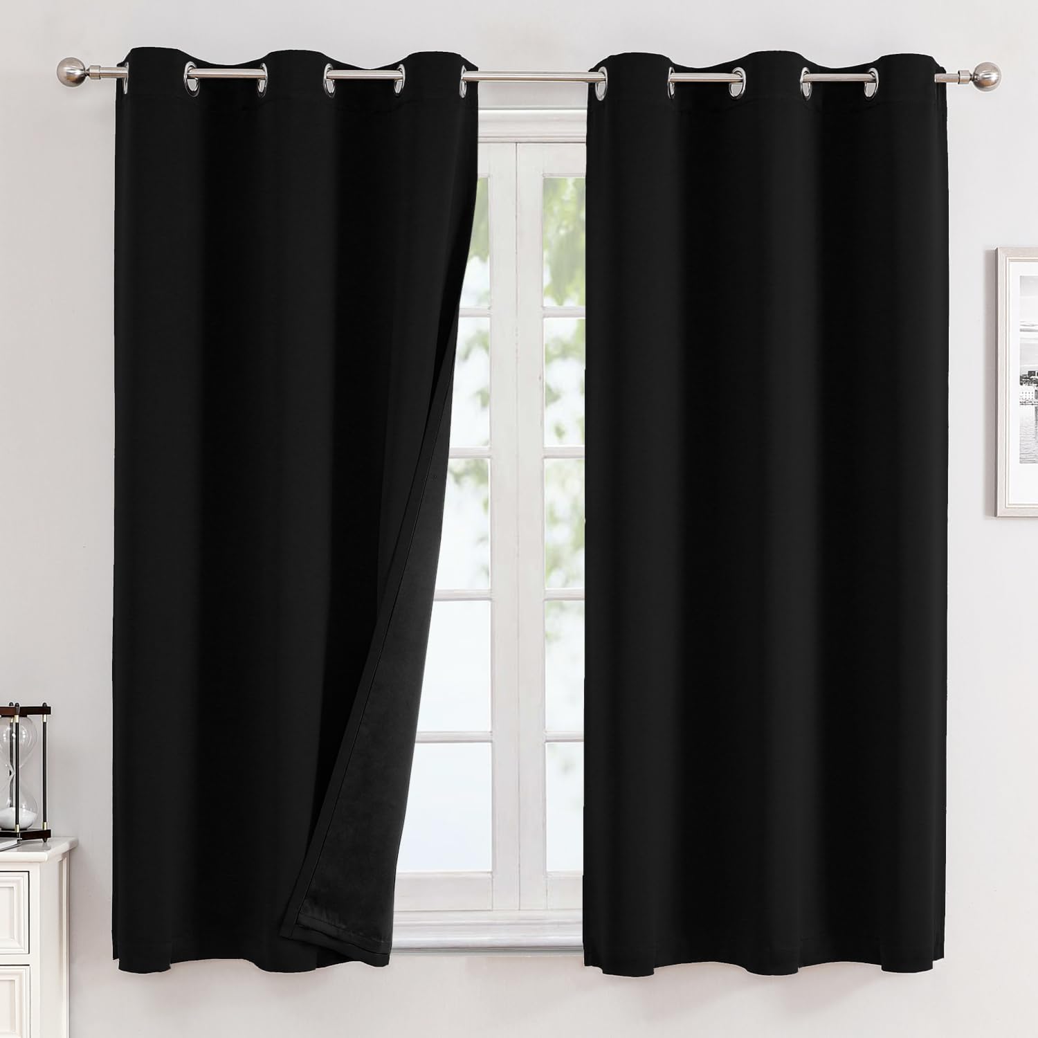 ChrisDowa 100% Blackout Curtains for Bedroom 63 Inches Long 2 Panels Set