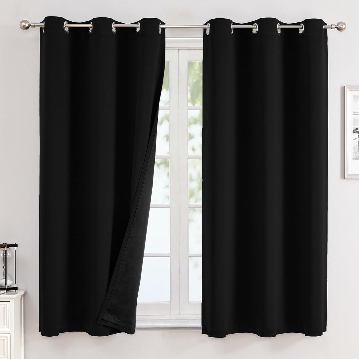 ChrisDowa 100% Blackout Curtains for Bedroom 63 Inches Long 2 Panels Set