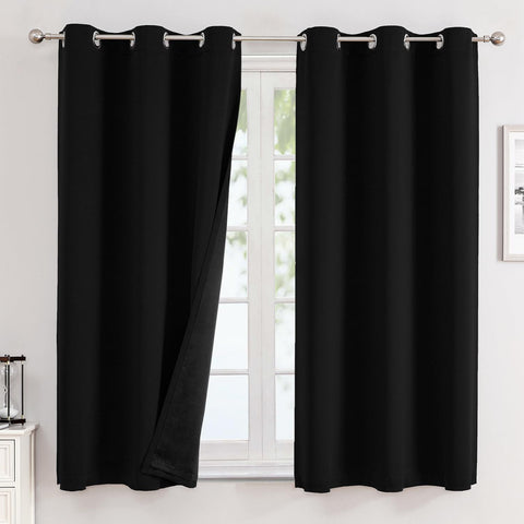 ChrisDowa 100% Blackout Curtains for Bedroom 63 Inches Long 2 Panels Set