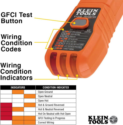 Klein Tools ET310KIT AC Circuit Breaker Finder Kit, Electric Tester, GFCI Tester, Leads, Adapters and Case