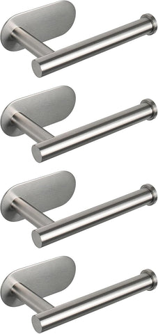 NearMoon Toilet Paper Holder Self Adhesive, Premium Thicken SUS304 Stainless Steel Rustproof Adhesive Toilet Roll Holder no Drilling for Bathroom, Kitchen, Washroom (4 Pack, Brushed Nickel)