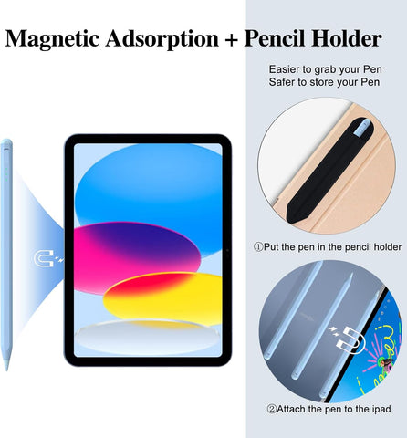 Stylus Pen for iPad11&10thGen,14Mins Faster Charge, with Pencil Holder,Palm Rejection, Tilt Sensitivity, for iPad Air11&13-inch(M3/M2), iPad Pro 11&13-inch (M4),iPad 6-11th,iPad Pro 11/12.9 inch