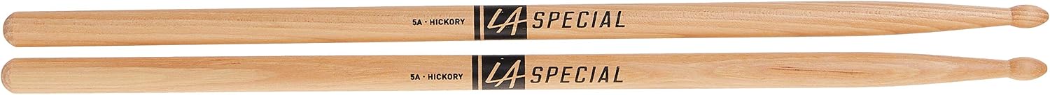 LA Specials Hickory 5A Drum Sticks, Wood Tip, 3-Pair Pack