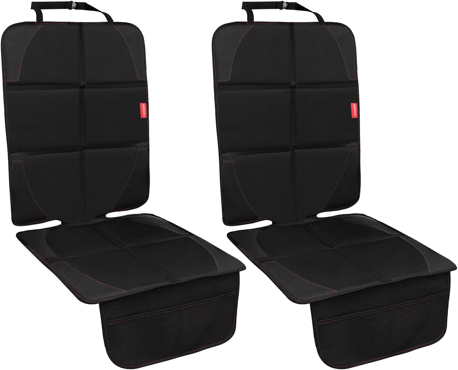 MORROLS Car Seat Protector, 2 Pack Carseat Protector with Thick Padding, Baby/Pets for Child Car Seat-Mesh Pockets-Waterproof-Universal Size(Black)