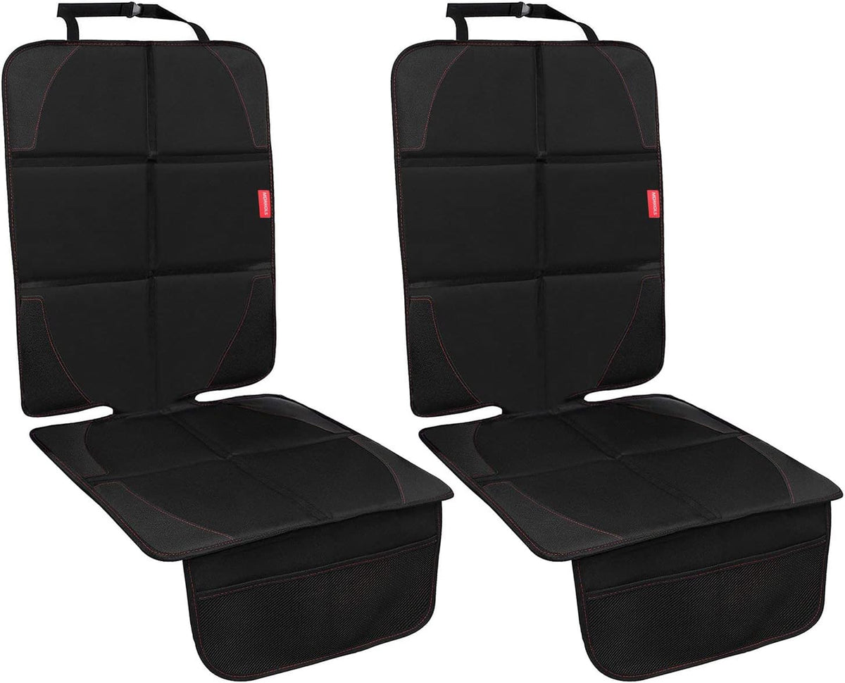 MORROLS Car Seat Protector, 2 Pack Carseat Protector with Thick Padding, Baby/Pets for Child Car Seat-Mesh Pockets-Waterproof-Universal Size(Black)