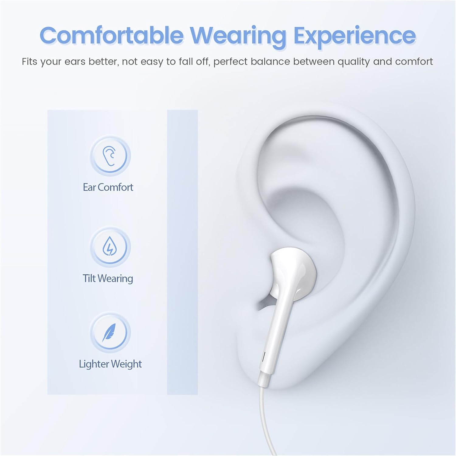 USB C Headphones for iPhone 17, Wired Earbuds with Mic & Remote Control