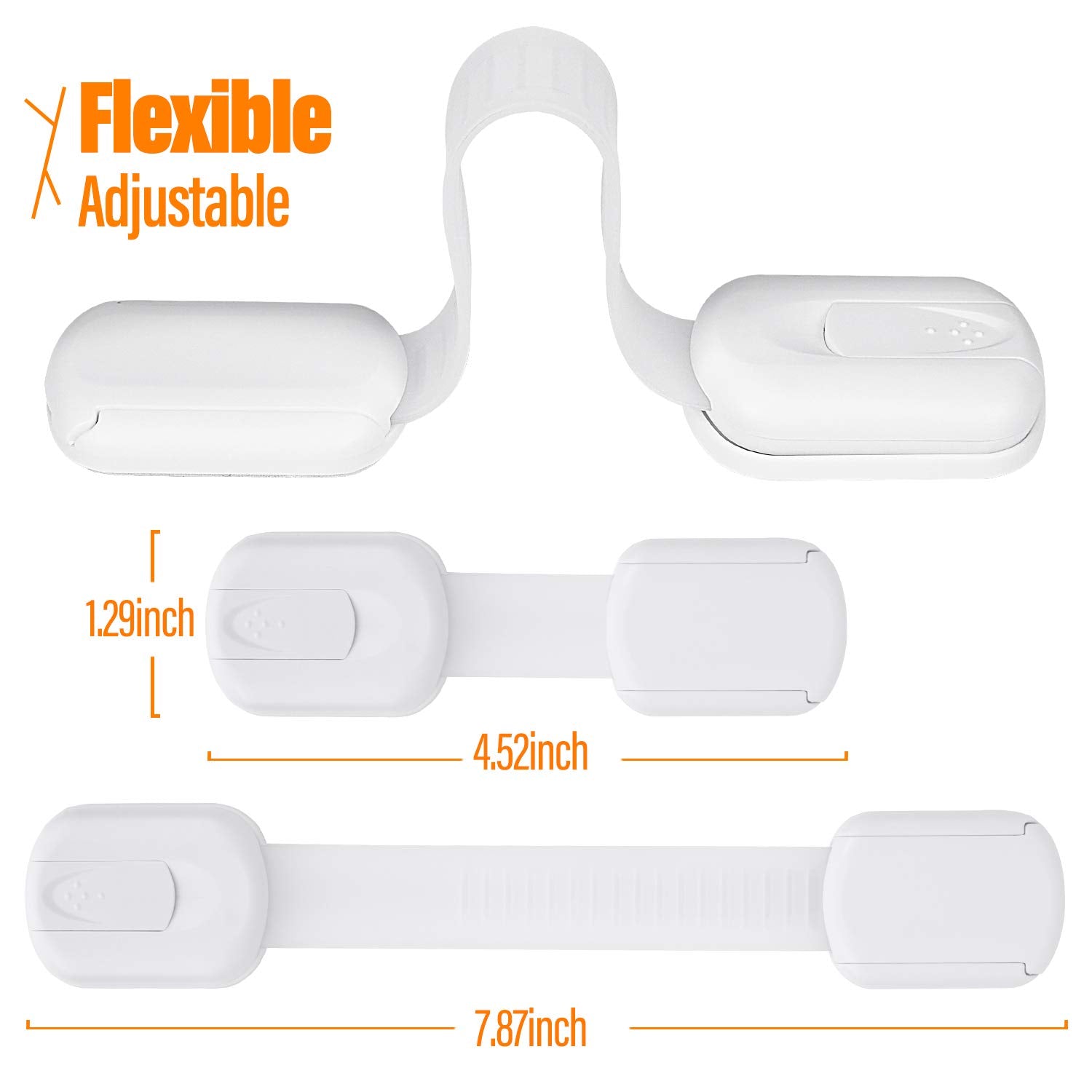 Goodv Child Safety Cabinet Locks - (10 Pack) Baby Proofing Latches to Drawer Door Fridge Oven Toilet Seat Kitchen Cupboard Appliance Trash Can with 3M Adhesive - Adjustable Strap No Drill No Tool