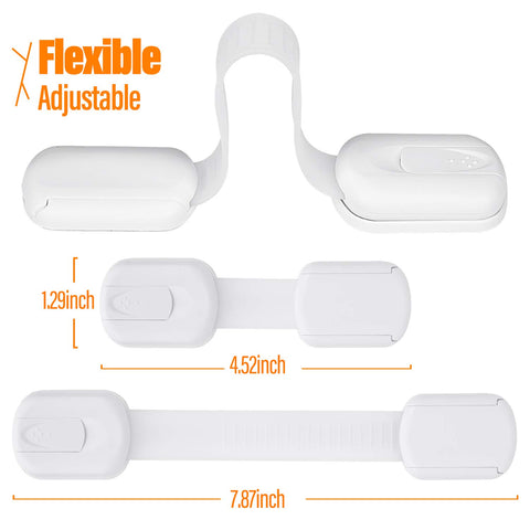 Goodv Child Safety Cabinet Locks - (10 Pack) Baby Proofing Latches to Drawer Door Fridge Oven Toilet Seat Kitchen Cupboard Appliance Trash Can with 3M Adhesive - Adjustable Strap No Drill No Tool