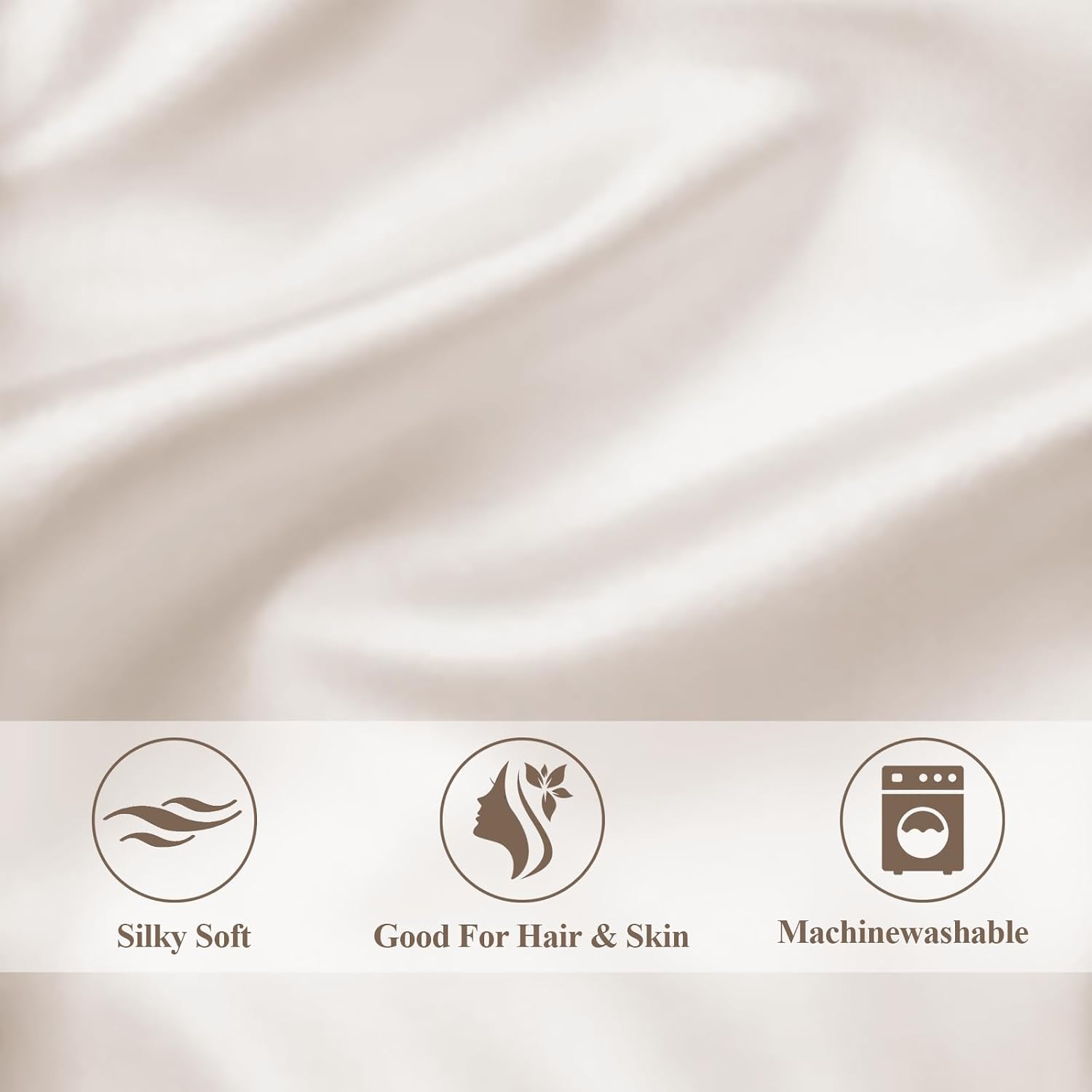 Vielit Standard Satin Pillowcase for Hair 2pc,Similar to Silk Pillow Cases,Easier Care Than Silk Pillowcase,Gifts for Women Men,Beige,20x26 & Envelope Closure and 2 Satin Scrunchies