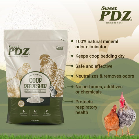 Sweet PDZ - Coop Refresher - Zeolite Odor Eliminator - Essential Chicken Coop Accessory (4-Pack)