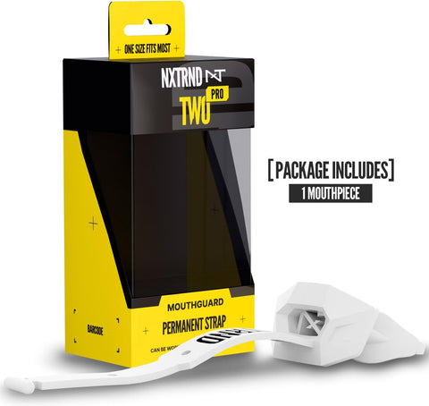 Nxtrnd Two Pro Football Mouth Guard, Permanent Strap, Fits Adult & Youth (White)