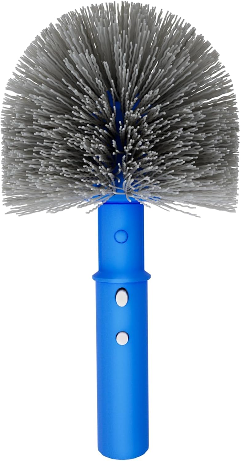 TidyMister Small Pool Brush Head for Cleaning Narrow Corners Steps, Stiff Wavy Bristles Round Brush Scrubber for Above Ground & Inground Pools, Cobweb Brush