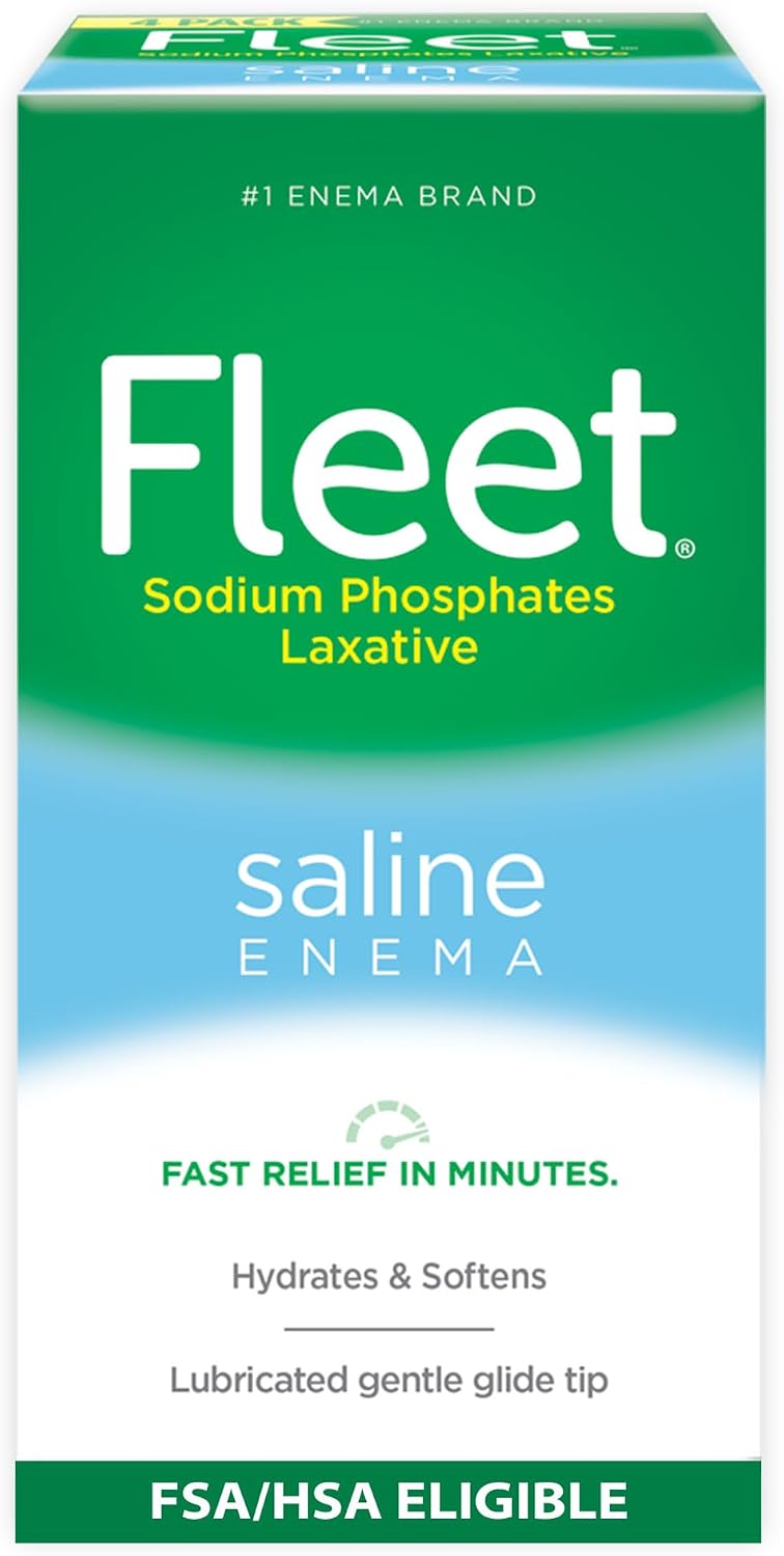 Fleet Enema Saline, Laxative for Constipation Relief, 4 Bottles, 4.5oz each
