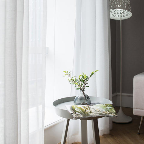 MIULEE Short White Sheer Curtains 45 Inches Long, 54 X 45 Inches, 2 Panels