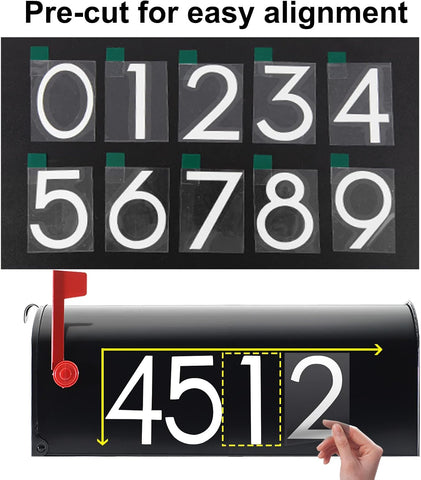 50 PCS 2 inch Reflective Adhesive Mailbox Numbers, Waterproof Vinyl Number Stickers with Easy-Peel Tabs, Includes Squeegee & Masking Tape, Strong Self-Adhesive House Numbers, Practical Gifts
