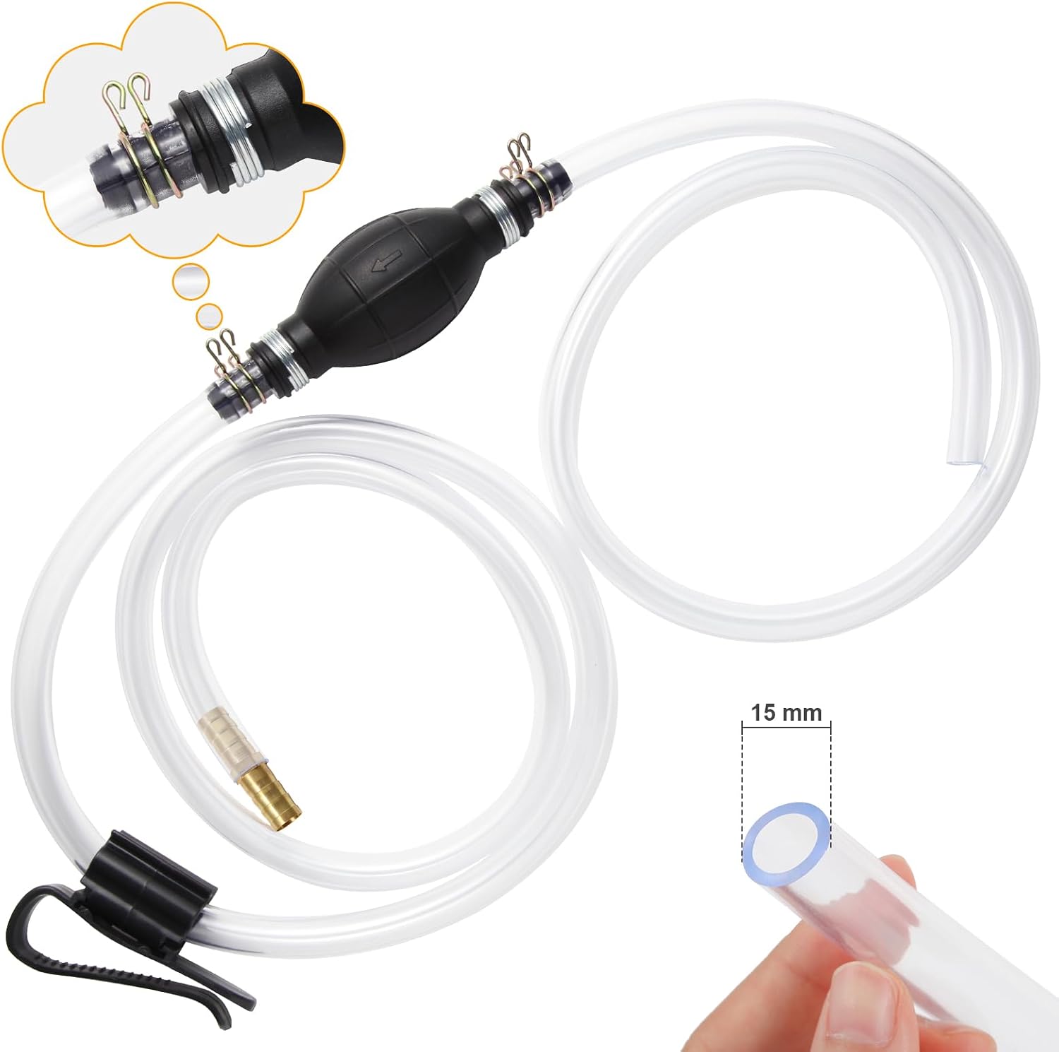 H-veenjor Gasoline Siphon Hose Pump, Hand Water Transfer Pump