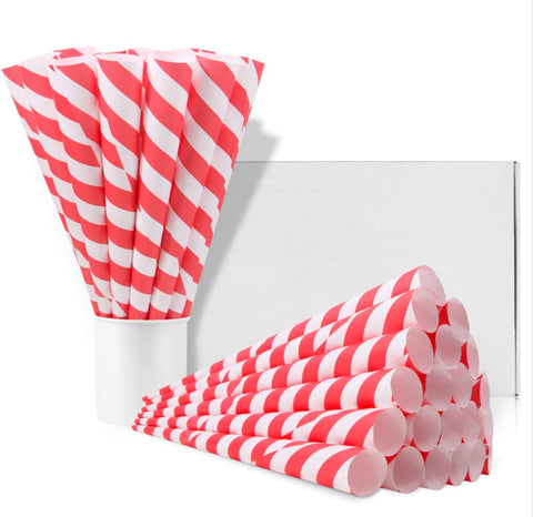 Cotton Candy Cones 50 Pack Red Stripes - Candy Park Multicolor Paper Cones, For Cotton Candy Machines & Candy Floss Sugar, Party Supplies for Birthday, Easter, Celebrartions & Consession Stand