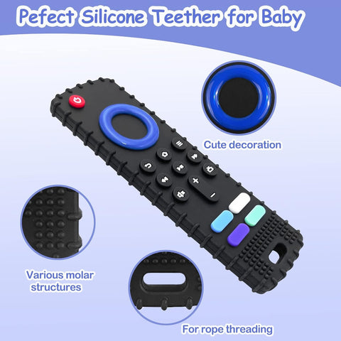 2-Pack Silicone Baby Teething Toys, Silicone Teethers for Babies, Remote Control Shape Teething Toys, Chew Toys for Boys and Girls Teether Early Educational Sensory Toy