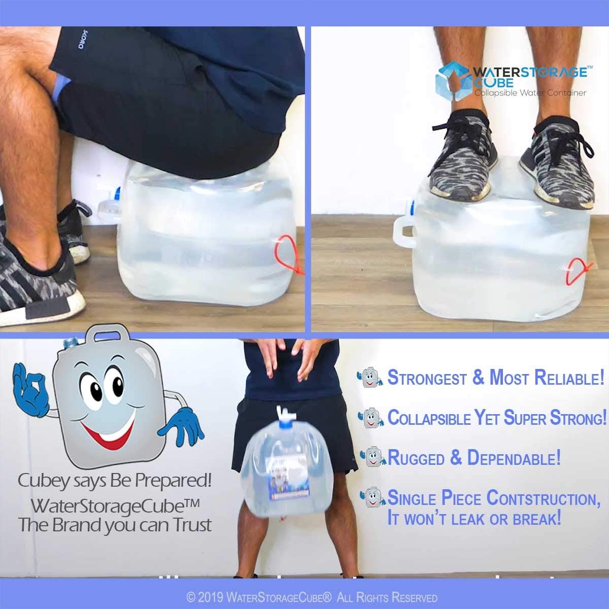 WaterStorageCube Collapsible Water Container with Spigot (2.6 Gal (1-Pack))