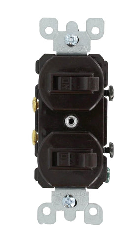 Leviton 20 Amp, 120/277 Volt, Duplex Style Single-Pole / Single-Pole AC Combination Switch, Commercial Grade, 5334-W, White