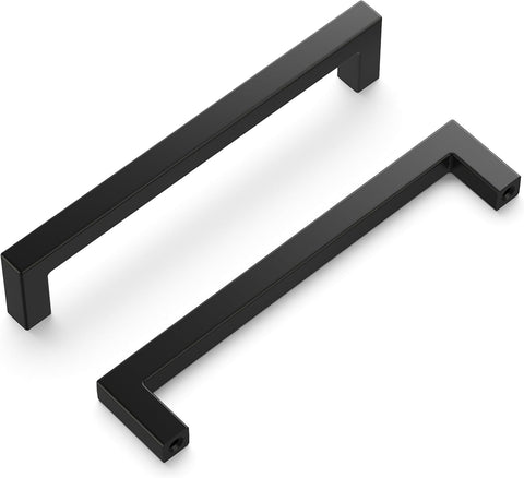 Hickory Hardware Solid Core Kitchen Cabinet Pulls, Luxury Cabinet Handles, Hardware for Doors & Dresser Drawers, 5-1/16 Inch (128mm) Hole Center, Matte Black, Skylight Collection (Pack of 1)