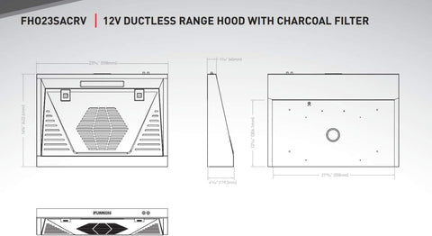 Furrion FHO23SACRV-BL 12V RV Ductless Range Hood.