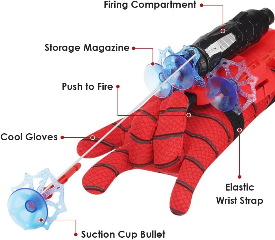 Xohny Spider Web Shooters with Glove for Kids Cosplay Party Favor