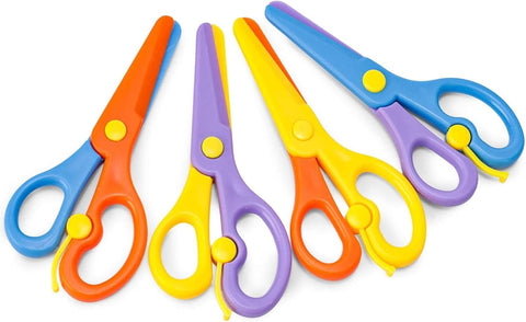 LovesTown Toddler Scissors, 4PCS Adaptive Blunt Tip Training Safety Scissors for Kids, Child Hand-Eye Coordination Development, Early Preschool Development Tools, Stocking Stuffer DIY Craft Projects