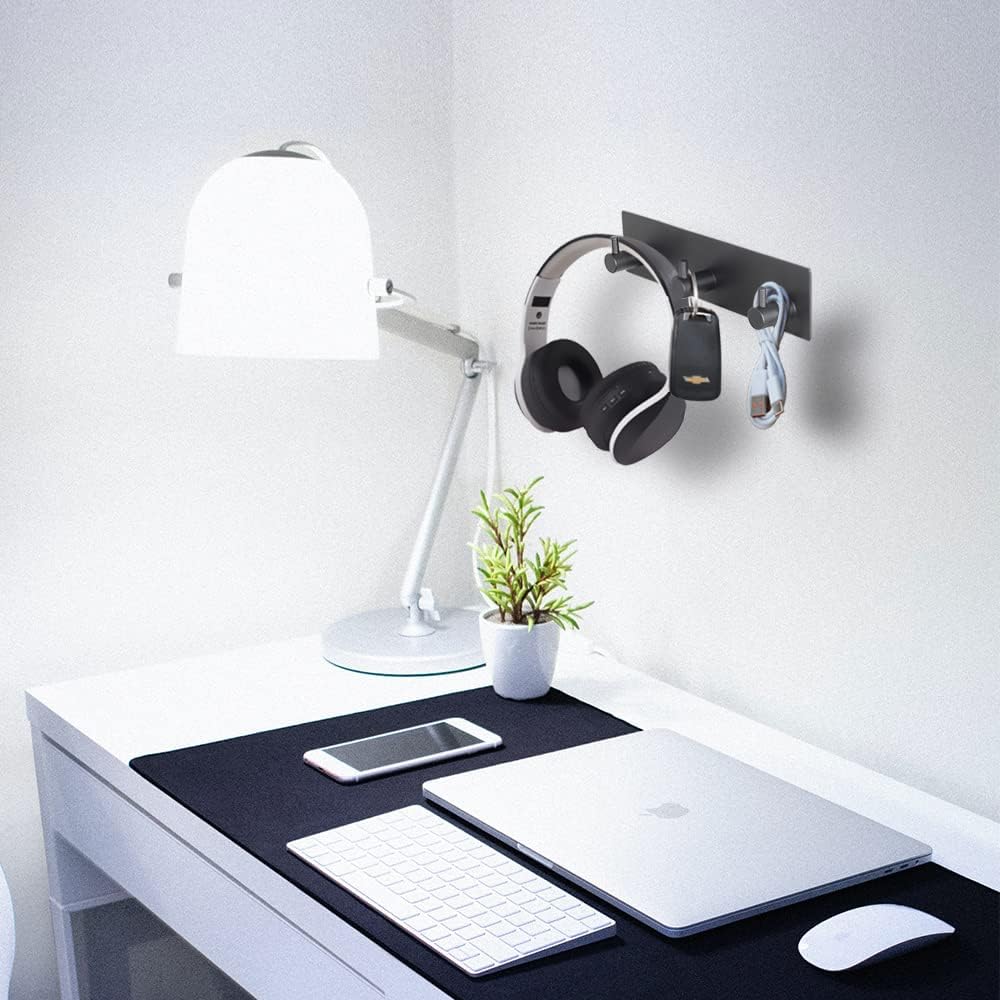 VIRFIN Key Holder for Wall with 2 Self-Adhesive Tapes, No Damage Key Holder Rack for Wall with 3 Key Hooks for Entryway, Door, Bathroom, Kitchen(Black)