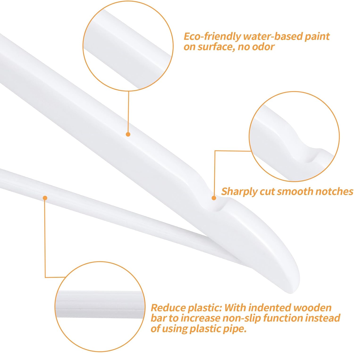 Amazon Basics Durable Wooden Clothes Hangers,White,(Pack of 80)