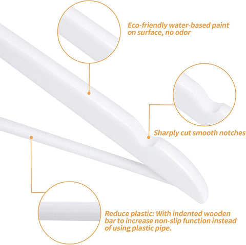 Amazon Basics Durable Wooden Clothes Hangers,White,(Pack of 80)