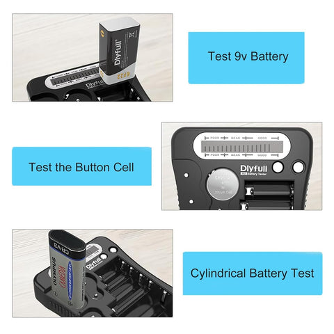 Dlyfull Battery Tester for AA AAA C D 9V, Button Cell & Household Batteries