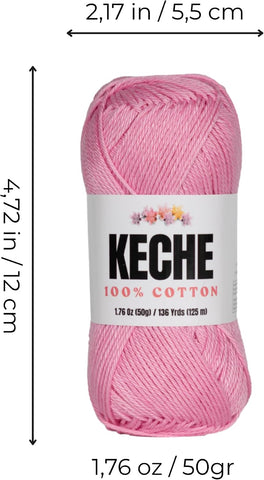 Cotton Yarn - 100% Cotton Yarn for Crocheting and Knitting, Mercerized Cotton Amigurumi Yarn Fine-Sport 2 1.76 oz (50g) / 136 Yrds (125 m) - Baby Pink