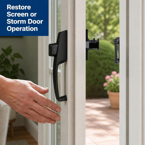 PRIME-LINE Screen & Storm Door Push Button Latch Set, Black, Night Lock
